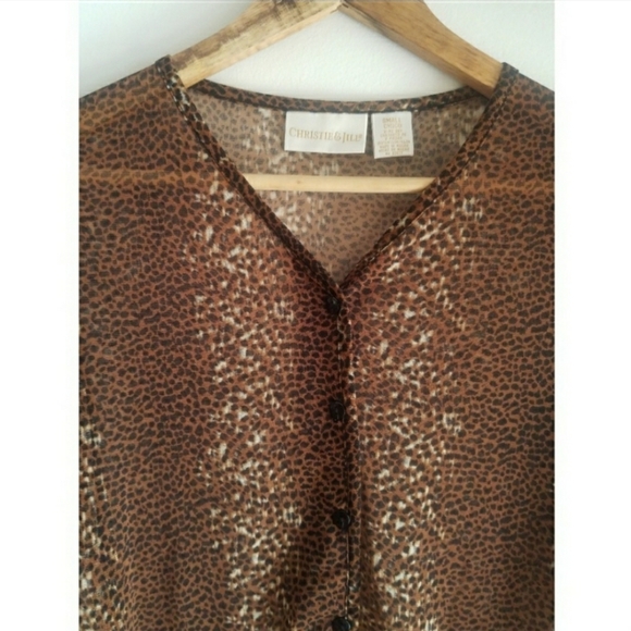 Sheer Cheetah Leopard Animal Print Blouse - Picture 2 of 5